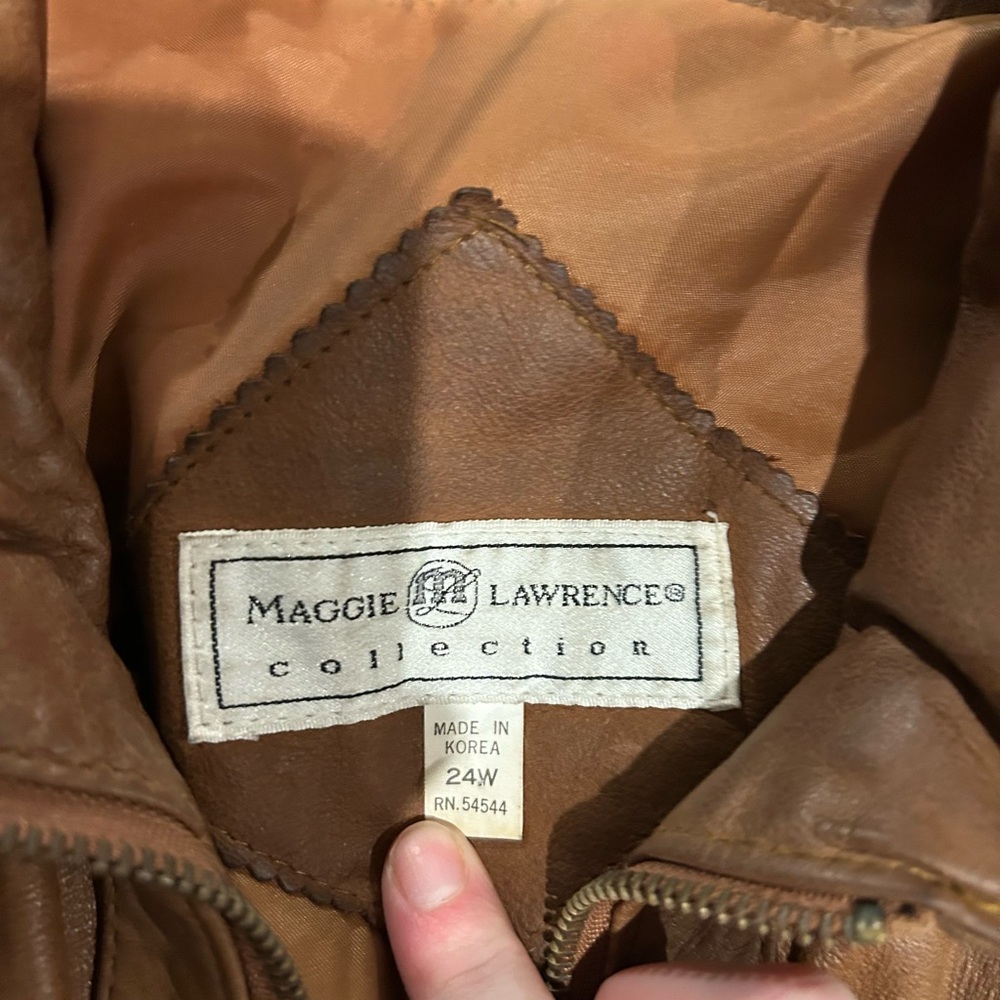 100% Leather Brown Patchwork Jacket - image 3